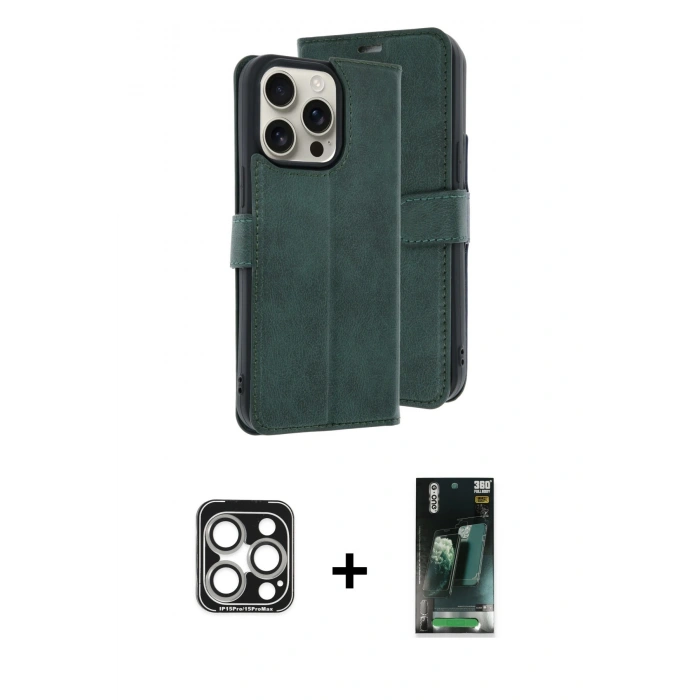 MARSİLYAN™- iPhone 15 Pro Max Kılıf Siluet Işık Serisi - Siyah 360 Mat Full Body Arka Koruyucu + PVD Metal Kamera Lens - GS