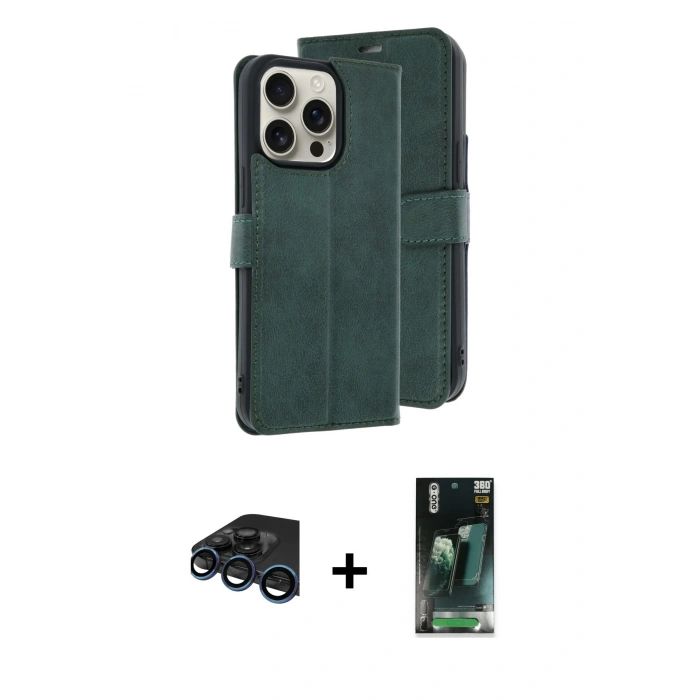 MARSİLYAN™- iPhone 15 Pro Max Kılıf Siluet Işık Serisi - Siyah 360 Mat Full Body Arka Koruyucu + Raze Metal Kamera Lens - LT