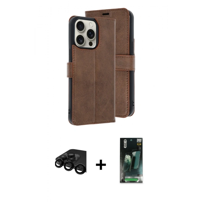 MARSİLYAN™- iPhone 15 Pro Max Kılıf Siluet Işık Serisi - Siyah 360 Mat Full Body Arka Koruyucu + Siyah Raze Metal Kamera Lens