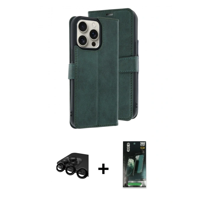 MARSİLYAN™- iPhone 15 Pro Max Kılıf Siluet Işık Serisi - Siyah 360 Mat Full Body Arka Koruyucu + Siyah Raze Metal Kamera Lens