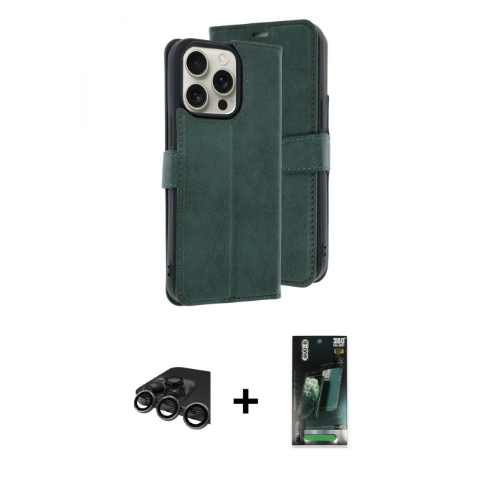 MARSİLYAN™- iPhone 15 Pro Max Kılıf Siluet Işık Serisi - Siyah 360 Mat Full Body Arka Koruyucu + Raze Metal Kamera Lens - TMGI