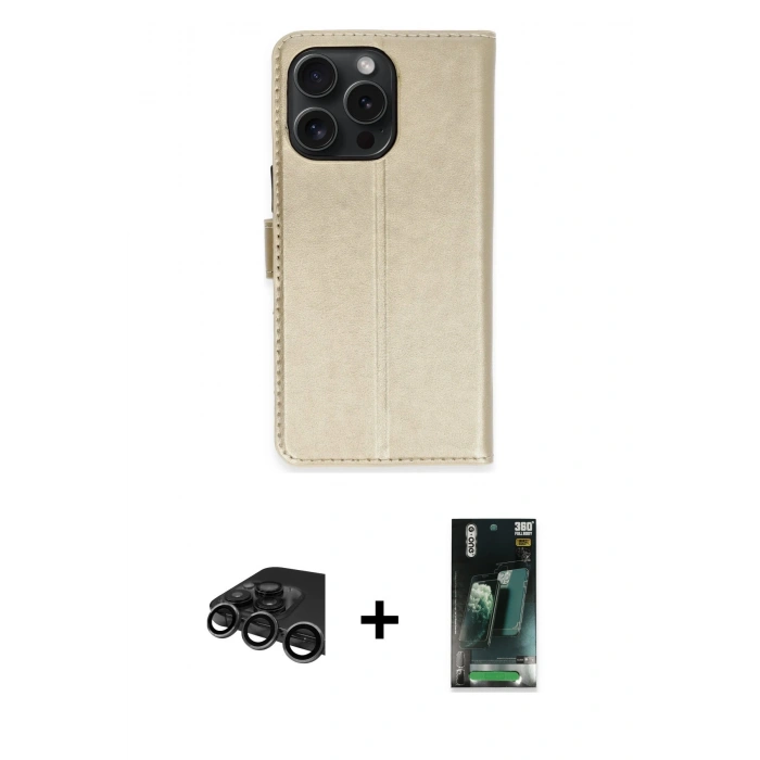 MARSİLYAN™- iPhone 15 Pro Max Kılıf Siluet Işık Serisi - Siyah 360 Mat Full Body Arka Koruyucu + Raze Metal Kamera Lens - TMGI