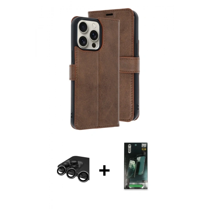 MARSİLYAN™- iPhone 15 Pro Max Kılıf Siluet Işık Serisi - Siyah 360 Mat Full Body Arka Koruyucu + Raze Metal Kamera Lens - TMGI