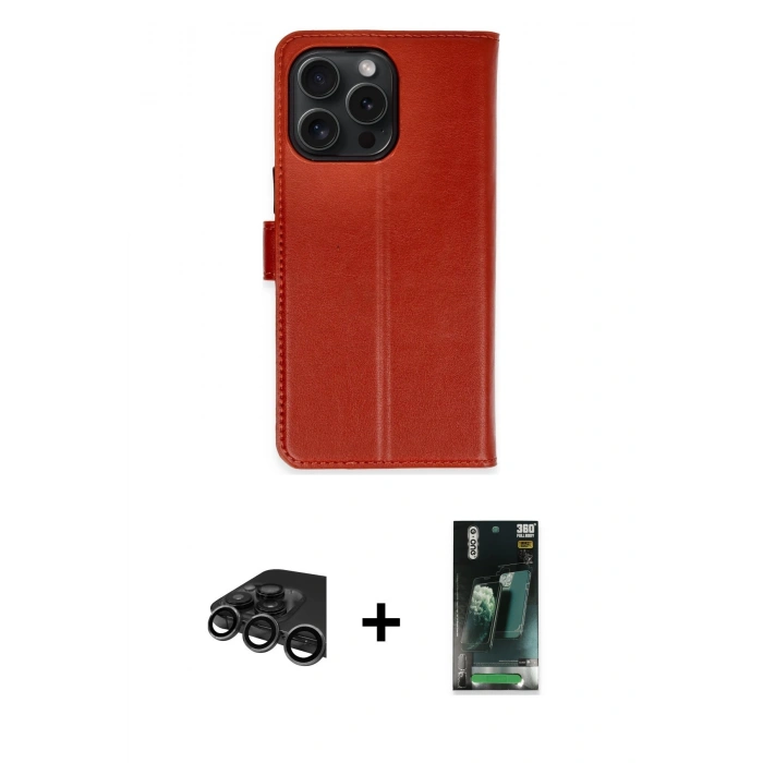 MARSİLYAN™- iPhone 15 Pro Max Kılıf Siluet Işık Serisi - Siyah 360 Mat Full Body Arka Koruyucu + Raze Metal Kamera Lens - TMGI