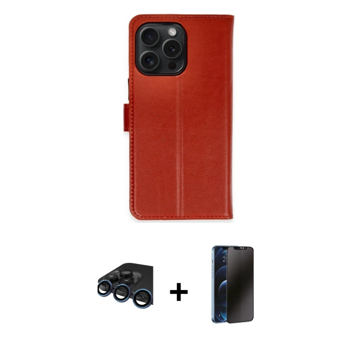 MARSİLYAN™- iPhone 15 Pro Max Kılıf Siluet Işık Serisi - Siyah 3D Antistatik Hayalet Cam Ekran Koruyucu + Raze Metal Kamera Lens - LT