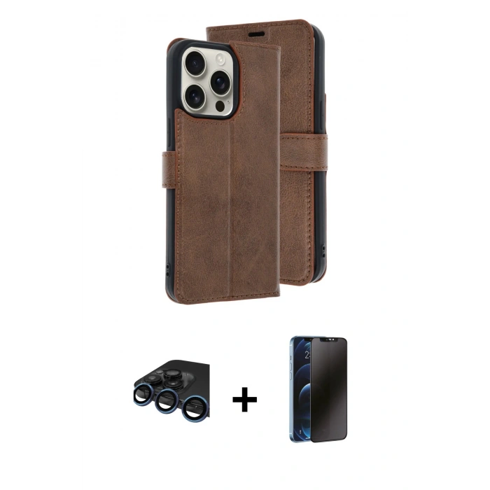 MARSİLYAN™- iPhone 15 Pro Max Kılıf Siluet Işık Serisi - Siyah 3D Antistatik Hayalet Cam Ekran Koruyucu + Raze Metal Kamera Lens - LT