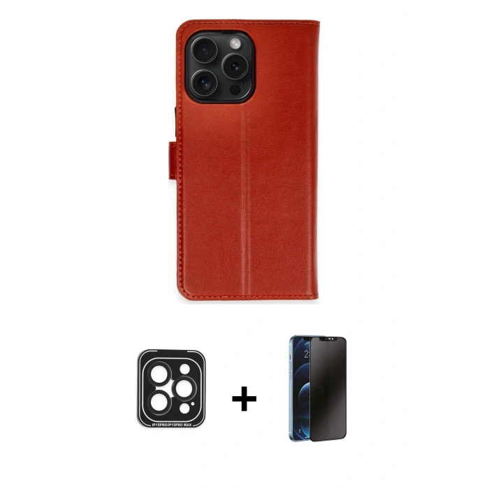 MARSİLYAN™- iPhone 15 Pro Max Kılıf Siluet Işık Serisi - Siyah 3D Antistatik Hayalet Cam Ekran Koruyucu + PVD Metal Kamera Lens - SH