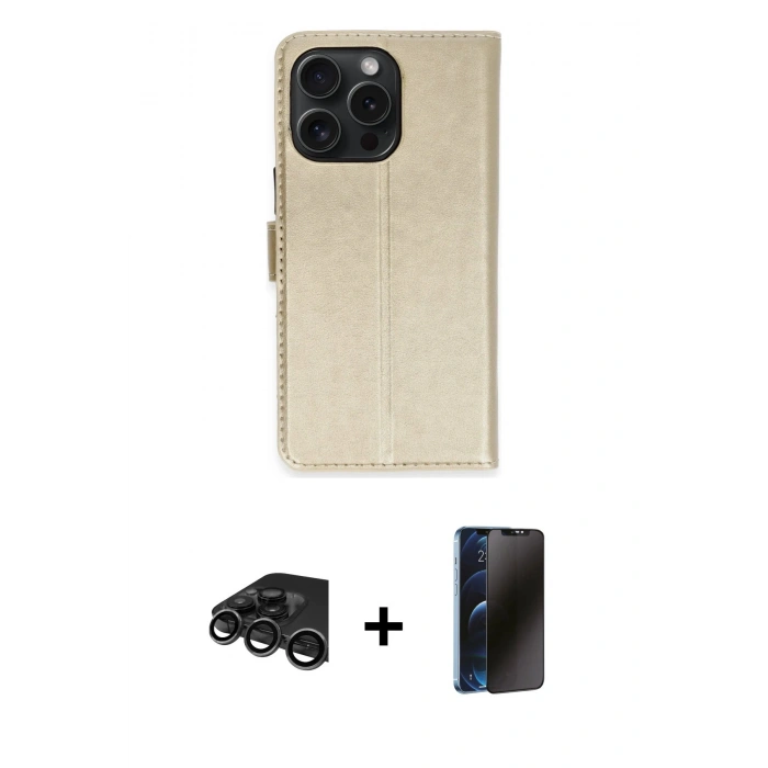 MARSİLYAN™- iPhone 15 Pro Max Kılıf Siluet Işık Serisi - Siyah 3D Antistatik Hayalet Cam Ekran Koruyucu + Raze Metal Kamera Lens - TMGI