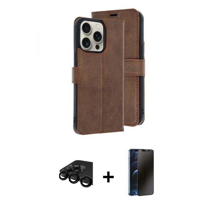 MARSİLYAN™- iPhone 15 Pro Max Kılıf Siluet Işık Serisi - Siyah 3D Antistatik Hayalet Cam Ekran Koruyucu + Raze Metal Kamera Lens - SH
