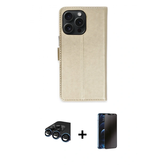 MARSİLYAN™- iPhone 15 Pro Max Kılıf Siluet Işık Serisi - Siyah 3D Antistatik Hayalet Cam Ekran Koruyucu + Raze Metal Kamera Lens - LT