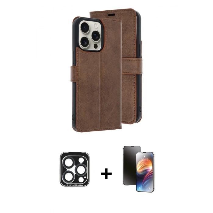 MARSİLYAN™- iPhone 15 Pro Max Kılıf Siluet Işık Serisi - Siyah 3D Antistatik Mat Seramik Nano Ekran Koruyucu + PVD Metal Kamera Lens - LT