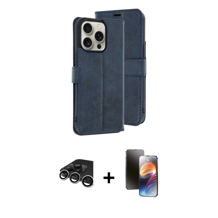 MARSİLYAN™- iPhone 15 Pro Max Kılıf Siluet Işık Serisi - Siyah 3D Antistatik Mat Seramik Nano Ekran Koruyucu + Raze Metal Kamera Lens - GS