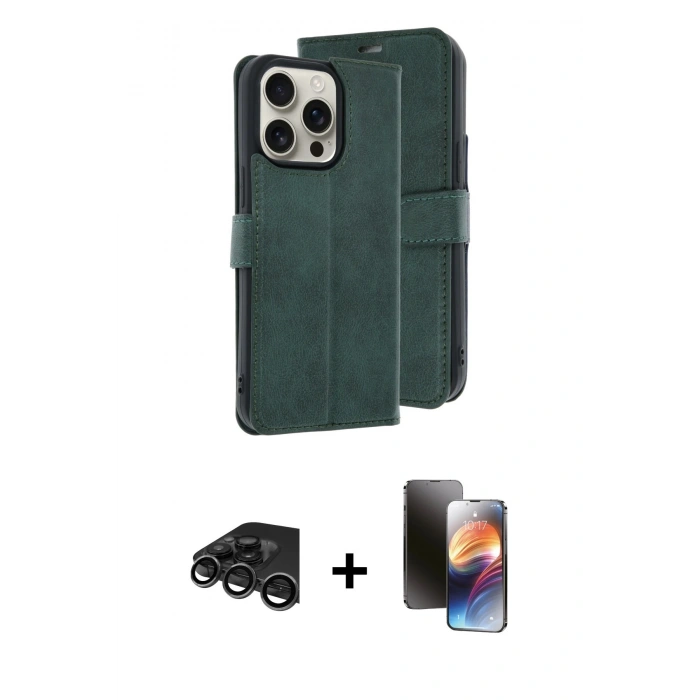 MARSİLYAN™- iPhone 15 Pro Max Kılıf Siluet Işık Serisi - Siyah 3D Antistatik Mat Seramik Nano Ekran Koruyucu + Raze Metal Kamera Lens - TMGI