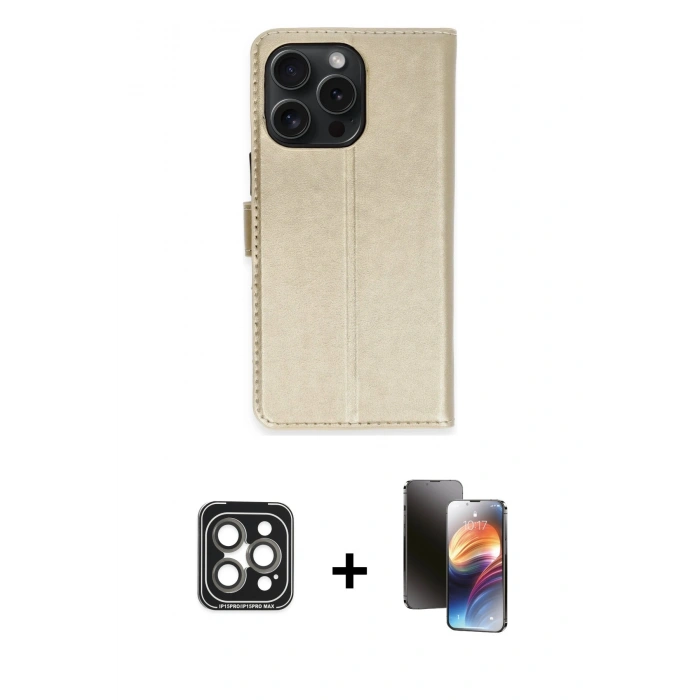 MARSİLYAN™- iPhone 15 Pro Max Kılıf Siluet Işık Serisi - Siyah 3D Antistatik Mat Seramik Nano Ekran Koruyucu + PVD Metal Kamera Lens - GI