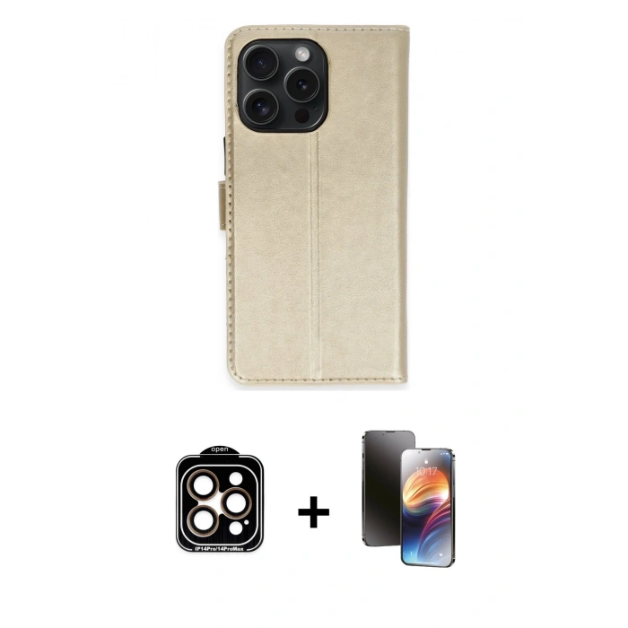 MARSİLYAN™- iPhone 15 Pro Max Kılıf Siluet Işık Serisi - Siyah 3D Antistatik Mat Seramik Nano Ekran Koruyucu + PVD Metal Kamera Lens - TU