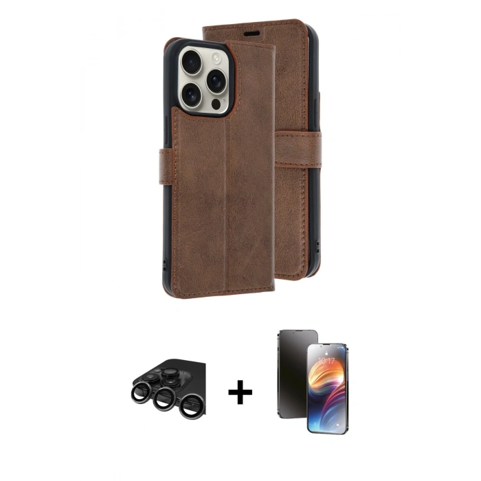 MARSİLYAN™- iPhone 15 Pro Max Kılıf Siluet Işık Serisi - Siyah 3D Antistatik Mat Seramik Nano Ekran Koruyucu + Raze Metal Kamera Lens - TMGI