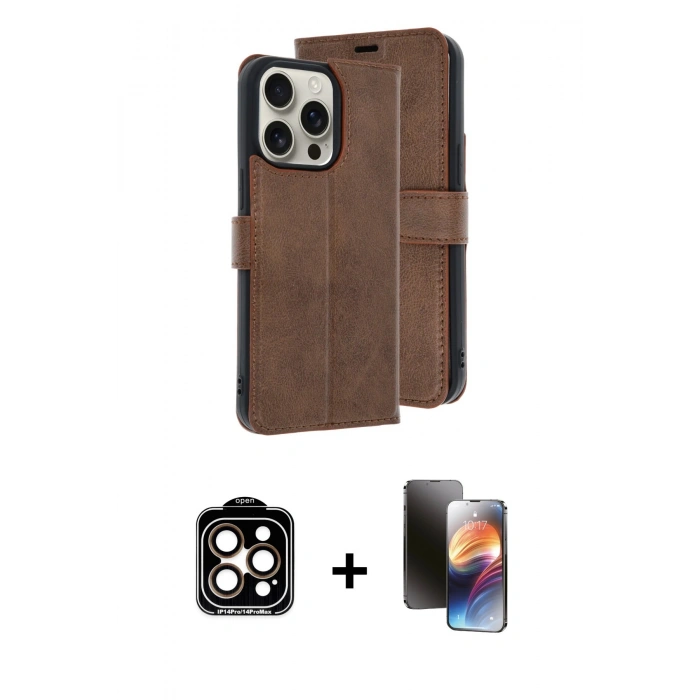 MARSİLYAN™- iPhone 15 Pro Max Kılıf Siluet Işık Serisi - Siyah 3D Antistatik Mat Seramik Nano Ekran Koruyucu + PVD Metal Kamera Lens - TU