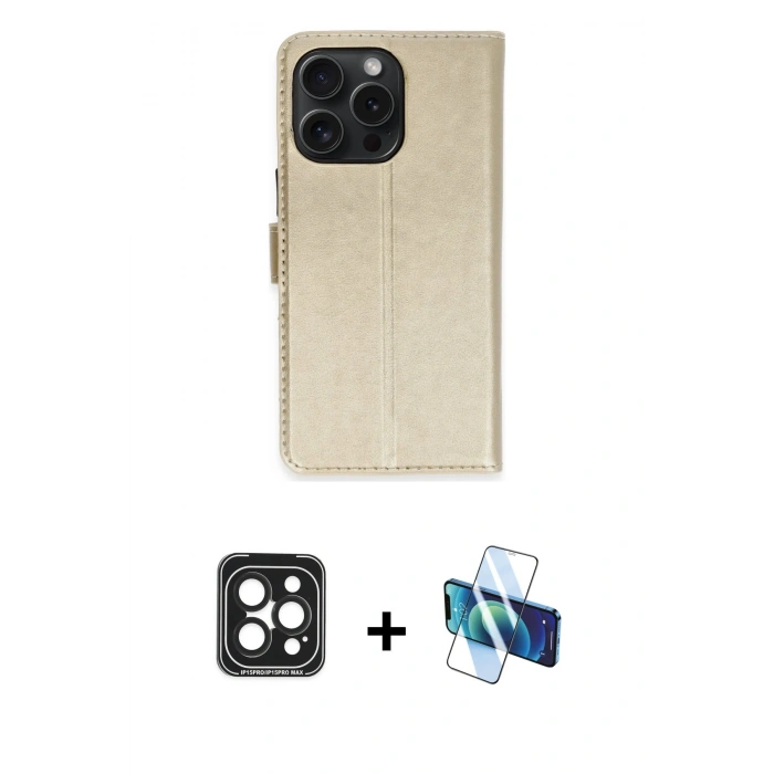 MARSİLYAN™- iPhone 15 Pro Max Kılıf Siluet Işık Serisi - Siyah 3D Antistatik Seramik Nano Ekran Koruyucu + Siyah PVD Metal Kamera Lens