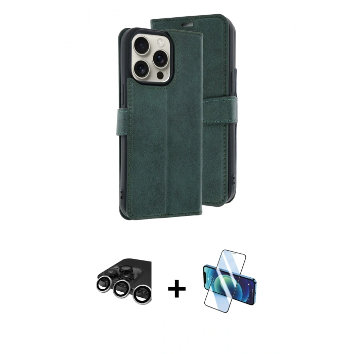 MARSİLYAN™- iPhone 15 Pro Max Kılıf Siluet Işık Serisi - Siyah 3D Antistatik Seramik Nano Ekran Koruyucu + Raze Metal Kamera Lens - GS