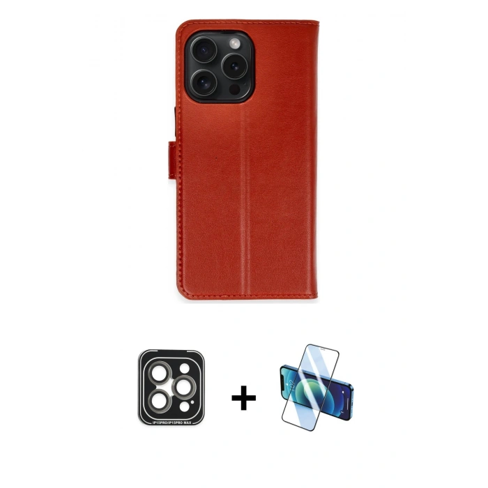 MARSİLYAN™- iPhone 15 Pro Max Kılıf Siluet Işık Serisi - Siyah 3D Antistatik Seramik Nano Ekran Koruyucu + PVD Metal Kamera Lens - GI