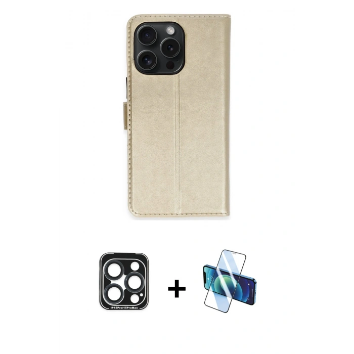 MARSİLYAN™- iPhone 15 Pro Max Kılıf Siluet Işık Serisi - Siyah 3D Antistatik Seramik Nano Ekran Koruyucu + PVD Metal Kamera Lens - LT