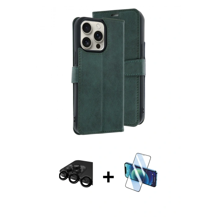 MARSİLYAN™- iPhone 15 Pro Max Kılıf Siluet Işık Serisi - Siyah 3D Antistatik Seramik Nano Ekran Koruyucu + Siyah Raze Metal Kamera Lens