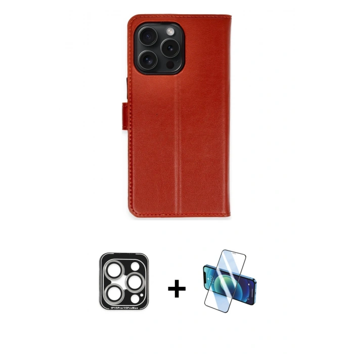 MARSİLYAN™- iPhone 15 Pro Max Kılıf Siluet Işık Serisi - Siyah 3D Antistatik Seramik Nano Ekran Koruyucu + PVD Metal Kamera Lens - GS