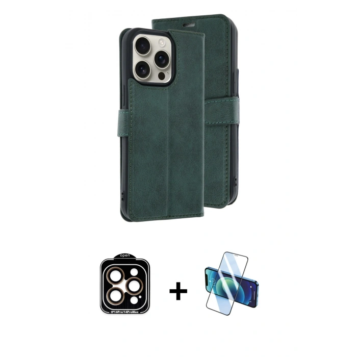 MARSİLYAN™- iPhone 15 Pro Max Kılıf Siluet Işık Serisi - Siyah 3D Antistatik Seramik Nano Ekran Koruyucu + PVD Metal Kamera Lens - TU