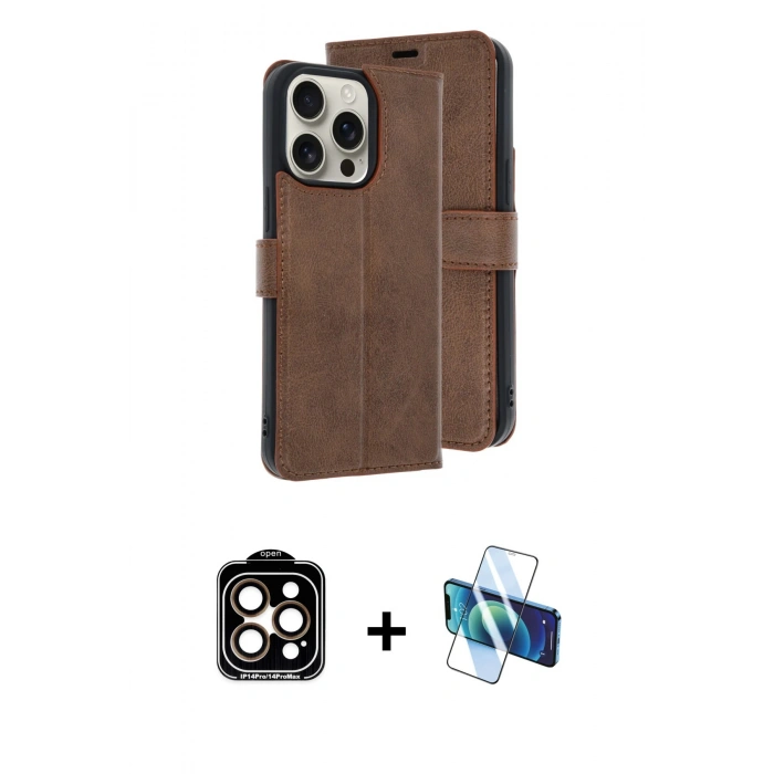 MARSİLYAN™- iPhone 15 Pro Max Kılıf Siluet Işık Serisi - Siyah 3D Antistatik Seramik Nano Ekran Koruyucu + PVD Metal Kamera Lens - TU