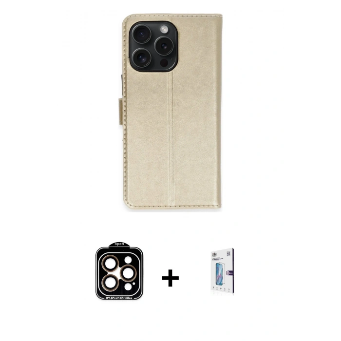 MARSİLYAN™- iPhone 15 Pro Max Kılıf Siluet Işık Serisi - Siyah Bilvis 0.18mm Plus Cam Ekran Koruyucu + PVD Metal Kamera Lens - TU