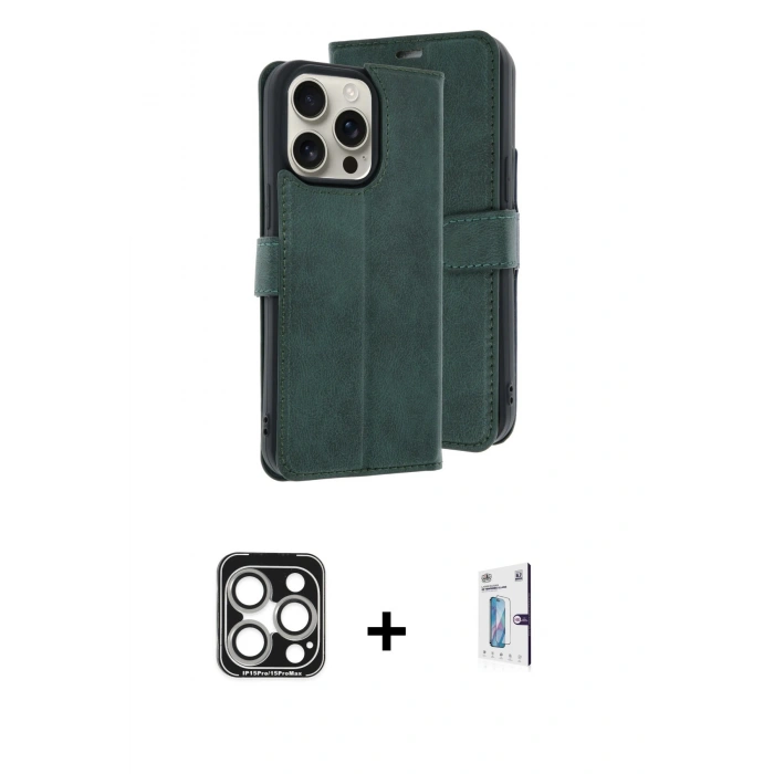 MARSİLYAN™- iPhone 15 Pro Max Kılıf Siluet Işık Serisi - Siyah Bilvis 0.18mm Plus Cam Ekran Koruyucu + PVD Metal Kamera Lens - GS