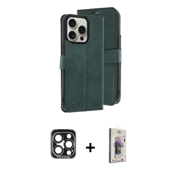 MARSİLYAN™- iPhone 15 Pro Max Kılıf Siluet Işık Serisi - Siyah Bilvis 3D Cam Ekran Koruyucu + PVD Metal Kamera Lens - LT