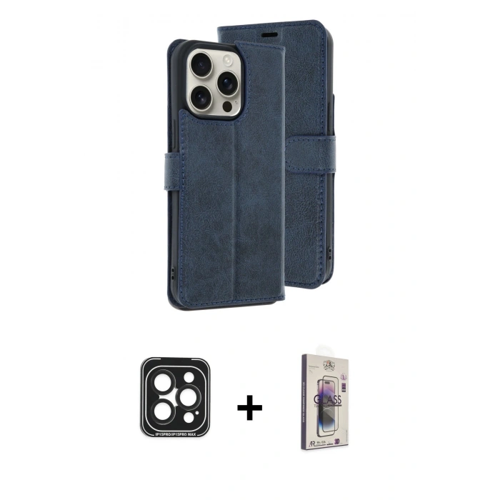 MARSİLYAN™- iPhone 15 Pro Max Kılıf Siluet Işık Serisi - Siyah Bilvis 3D Cam Ekran Koruyucu + PVD Metal Kamera Lens - SH