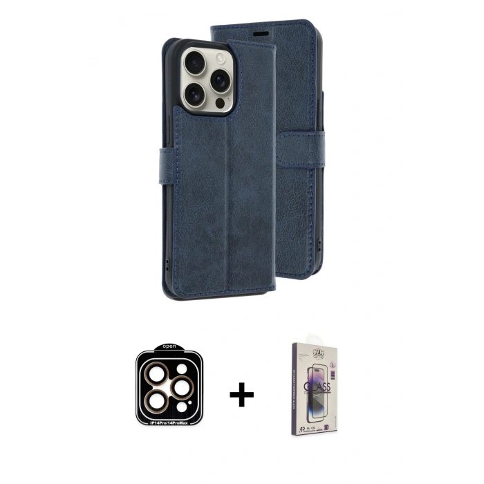 MARSİLYAN™- iPhone 15 Pro Max Kılıf Siluet Işık Serisi - Siyah Bilvis 3D Cam Ekran Koruyucu + PVD Metal Kamera Lens - TU