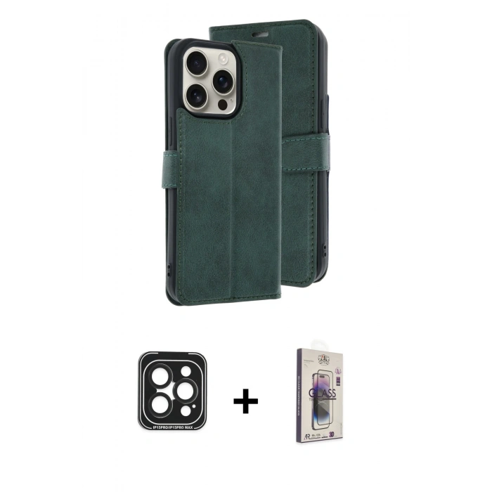 MARSİLYAN™- iPhone 15 Pro Max Kılıf Siluet Işık Serisi - Siyah Bilvis 3D Cam Ekran Koruyucu + PVD Metal Kamera Lens - SH