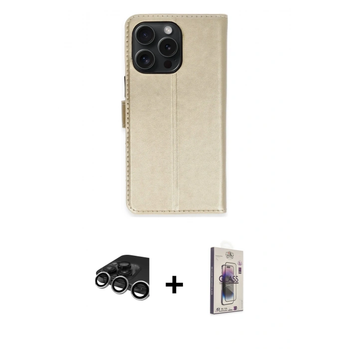 MARSİLYAN™- iPhone 15 Pro Max Kılıf Siluet Işık Serisi - Siyah Bilvis 3D Cam Ekran Koruyucu + Raze Metal Kamera Lens - GS
