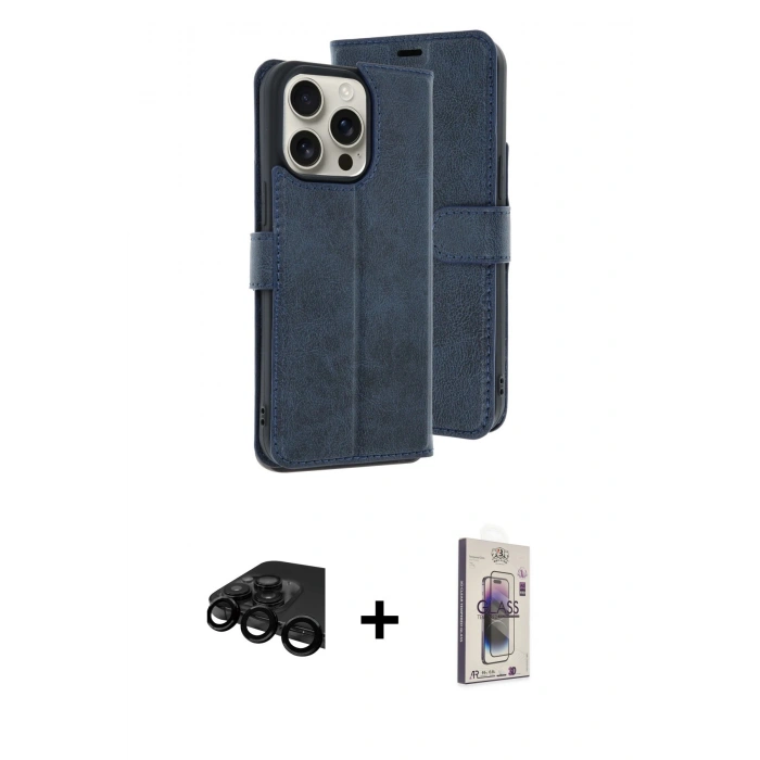 MARSİLYAN™- iPhone 15 Pro Max Kılıf Siluet Işık Serisi - Siyah Bilvis 3D Cam Ekran Koruyucu + Raze Metal Kamera Lens - SH