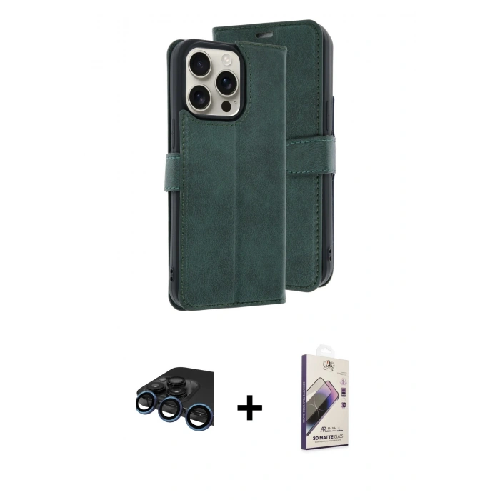 MARSİLYAN™- iPhone 15 Pro Max Kılıf Siluet Işık Serisi - Siyah Bilvis 3D Mat Cam Ekran Koruyucu + Raze Metal Kamera Lens - LT