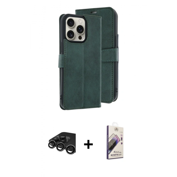 MARSİLYAN™- iPhone 15 Pro Max Kılıf Siluet Işık Serisi - Siyah Bilvis 3D Mat Cam Ekran Koruyucu + Raze Metal Kamera Lens - TMGI