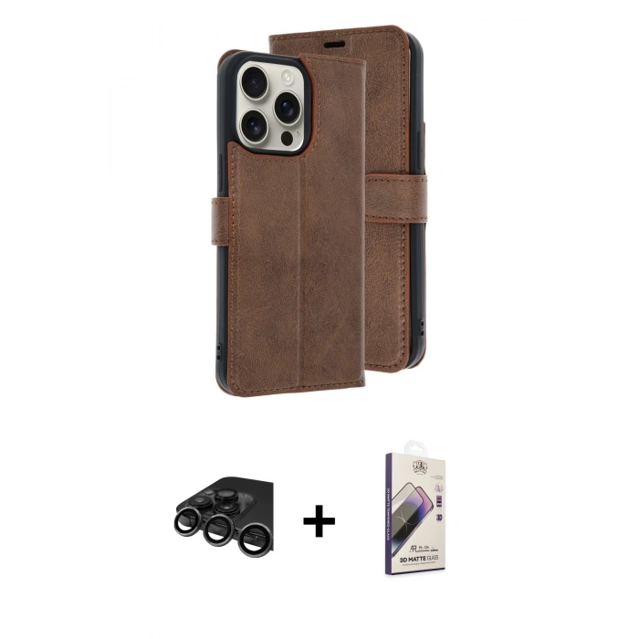 MARSİLYAN™- iPhone 15 Pro Max Kılıf Siluet Işık Serisi - Siyah Bilvis 3D Mat Cam Ekran Koruyucu + Raze Metal Kamera Lens - TMGI