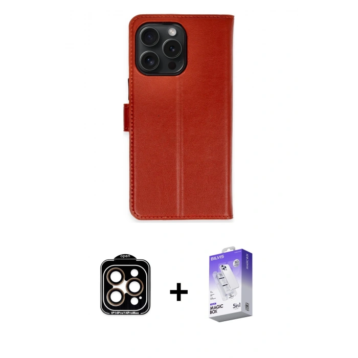 MARSİLYAN™- iPhone 15 Pro Max Kılıf Siluet Işık Serisi - Siyah Bilvis 5in1 3D Magic Cam Ekran Koruyucu + PVD Metal Kamera Lens - TU