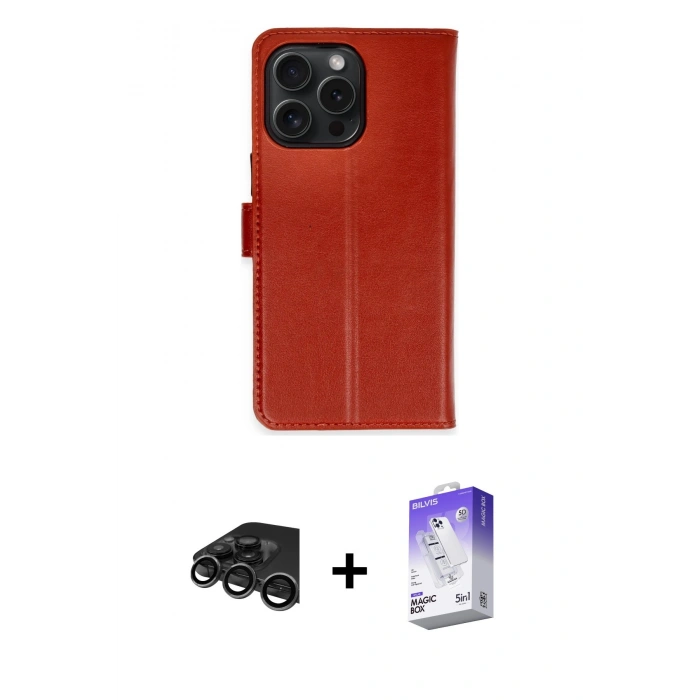 MARSİLYAN™- iPhone 15 Pro Max Kılıf Siluet Işık Serisi - Siyah Bilvis 5in1 3D Magic Cam Ekran Koruyucu + Raze Metal Kamera Lens - TMGI