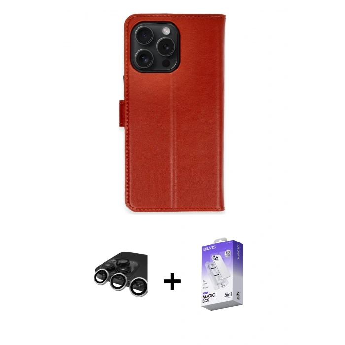 MARSİLYAN™- iPhone 15 Pro Max Kılıf Siluet Işık Serisi - Siyah Bilvis 5in1 3D Magic Cam Ekran Koruyucu + Raze Metal Kamera Lens - GS