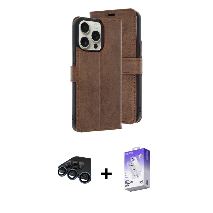 MARSİLYAN™- iPhone 15 Pro Max Kılıf Siluet Işık Serisi - Siyah Bilvis 5in1 3D Magic Cam Ekran Koruyucu + Raze Metal Kamera Lens - LT