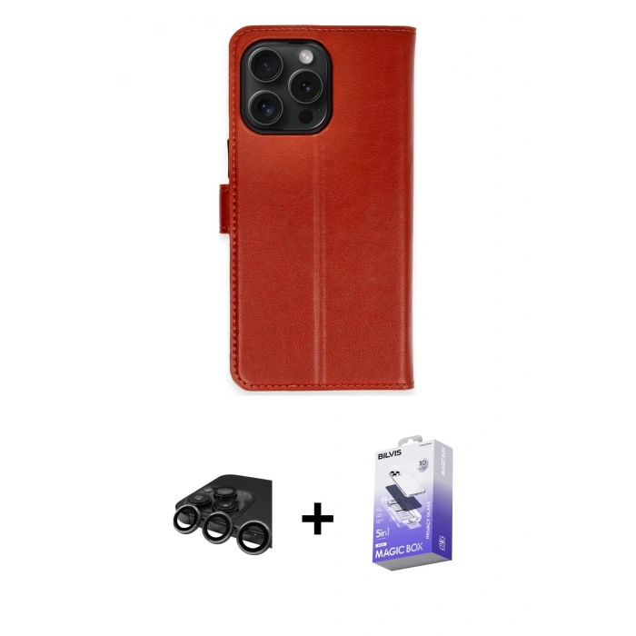 MARSİLYAN™- iPhone 15 Pro Max Kılıf Siluet Işık Serisi - Siyah Bilvis 5in1 5D Magic Hayalet Cam Ekran Koruyucu + Raze Metal Kamera Lens - TMGI