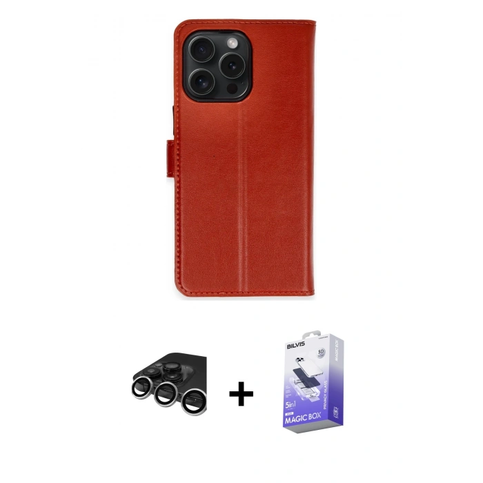 MARSİLYAN™- iPhone 15 Pro Max Kılıf Siluet Işık Serisi - Siyah Bilvis 5in1 5D Magic Hayalet Cam Ekran Koruyucu + Raze Metal Kamera Lens - GS