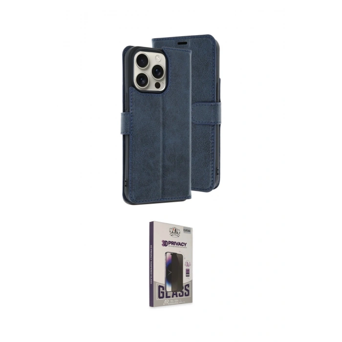 MARSİLYAN™- iPhone 15 Pro Max Kılıf Siluet Işık Serisi - Siyah Bilvis Hayalet Cam Ekran Koruyucu