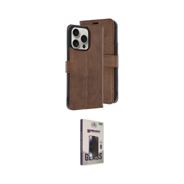 MARSİLYAN™- iPhone 15 Pro Max Kılıf Siluet Işık Serisi - Siyah Bilvis Hayalet Cam Ekran Koruyucu