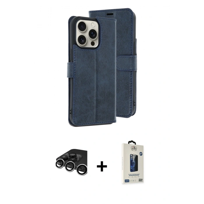 MARSİLYAN™- iPhone 15 Pro Max Kılıf Siluet Işık Serisi - Siyah Bilvis Hayalet Cam Ekran Koruyucu + Raze Metal Kamera Lens - GS