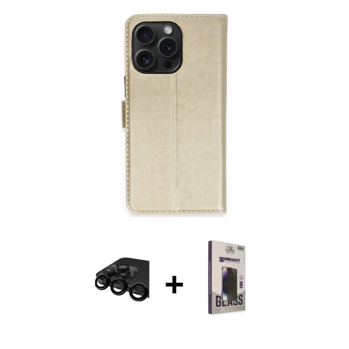 MARSİLYAN™- iPhone 15 Pro Max Kılıf Siluet Işık Serisi - Siyah Bilvis Hayalet Cam Ekran Koruyucu + Raze Metal Kamera Lens - SH